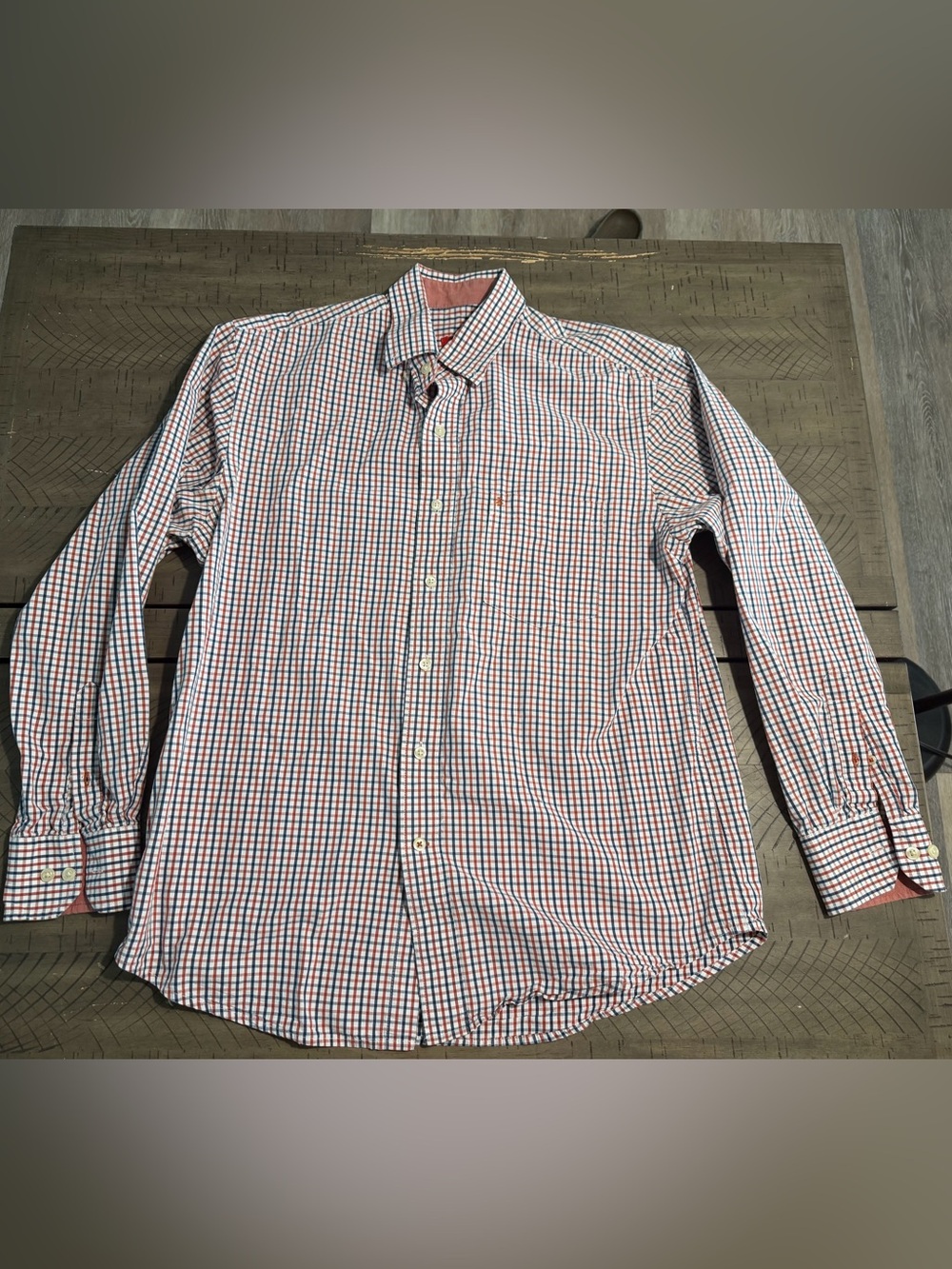 Izod Men's White, Red & Blue Check Button-Down Shirt